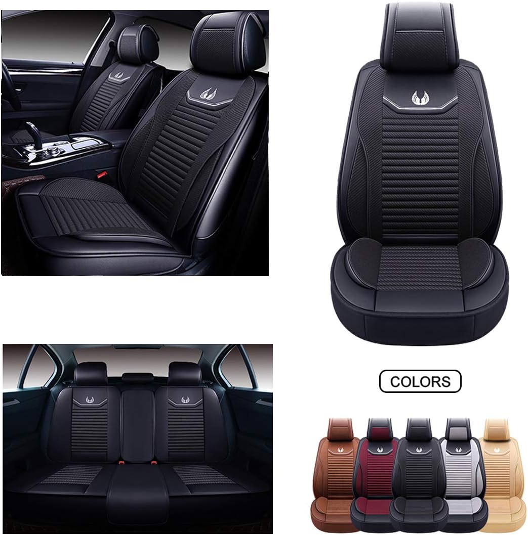 Red Faux Leather Car Seat Covers Set T332686