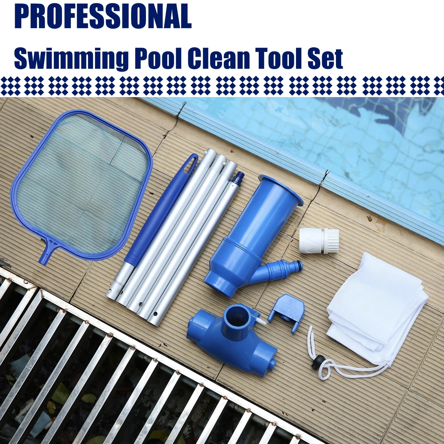 Pool Cleaning Set with Skimmer Brush Hose U87296