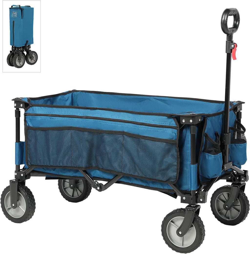 Collapsible Outdoor Folding Wagon Cart with Side Bag Cup Holder L6158