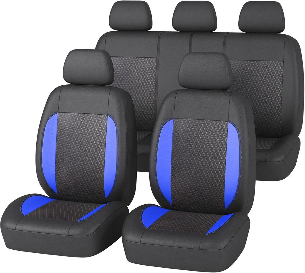 Black and Blue High Back Front Car Seat Covers G244