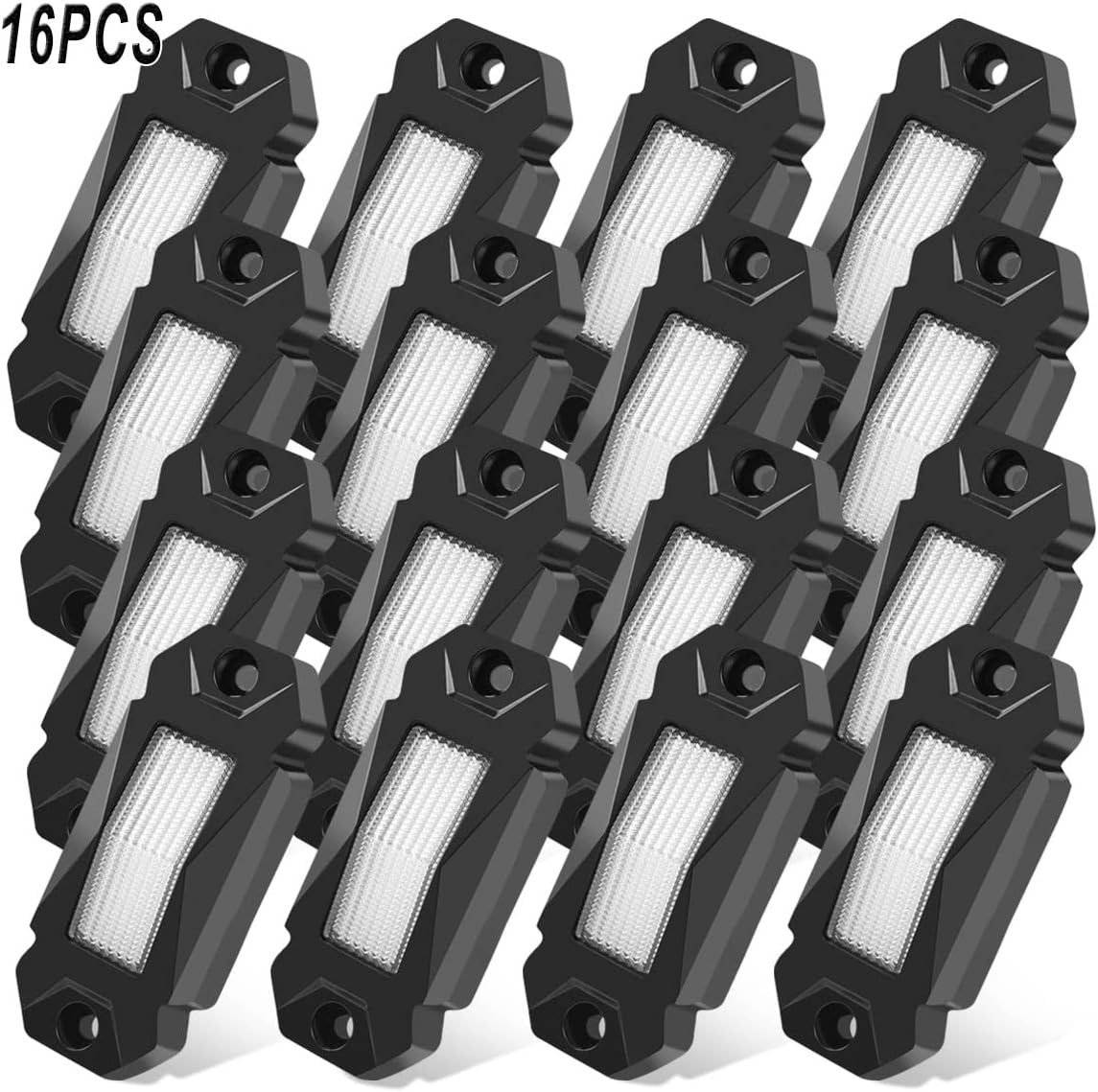 White 16PCS LED Rock Lights Under Glow Waterproof W919