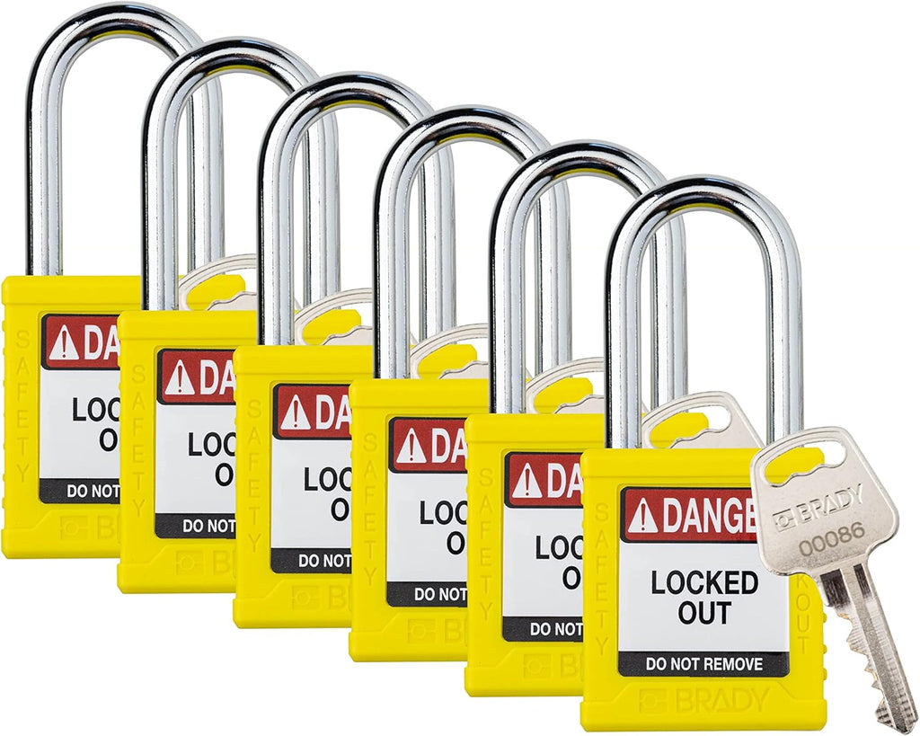 Safety Lockout Padlock Sets 6 Pack Orange Keyed Different 1 Key Per Lock G10408