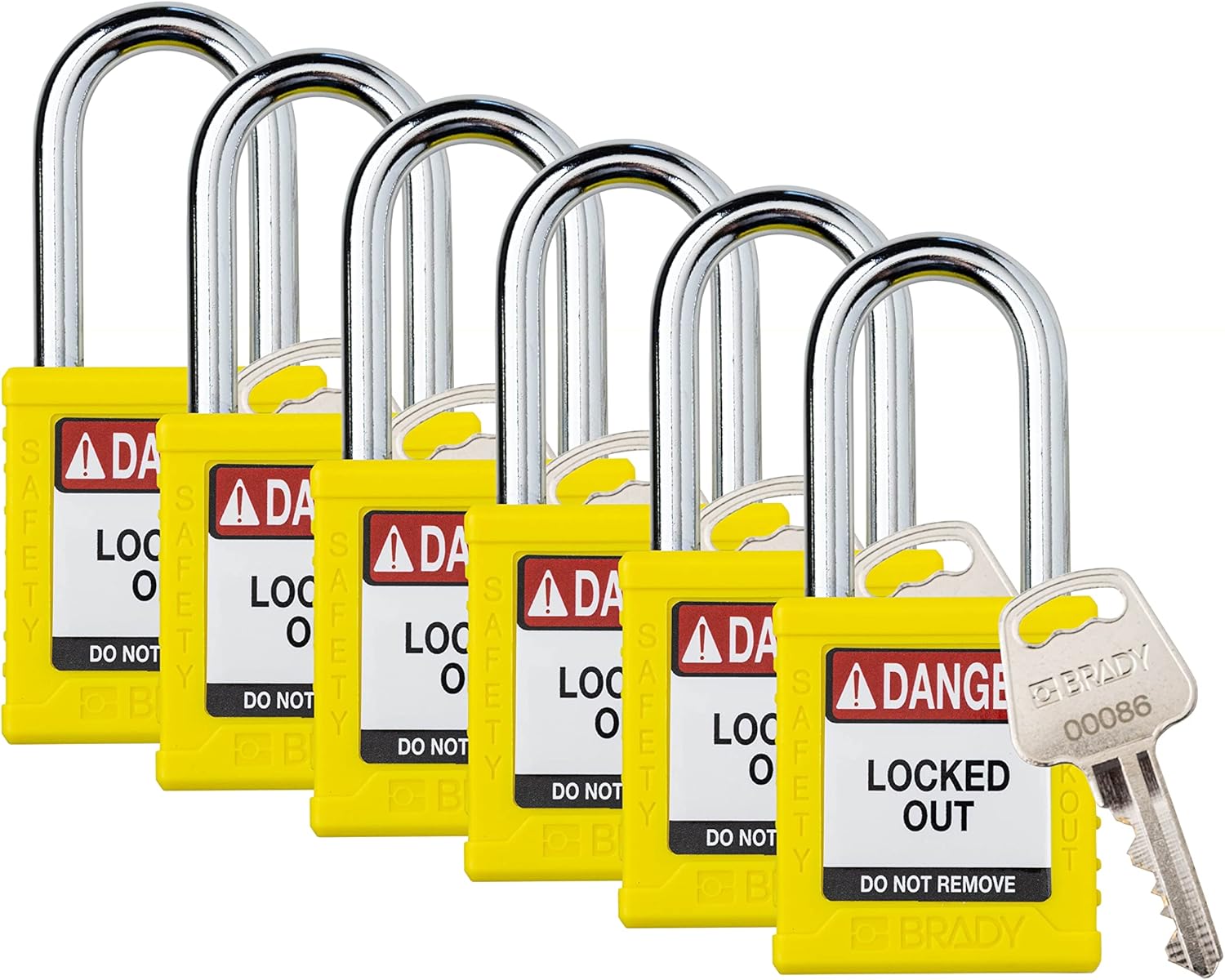 Safety Lockout Padlock Sets 6 Pack Orange Keyed Different 1 Key Per Lock G10408