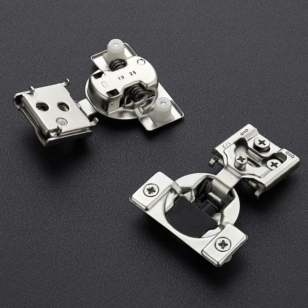 32 Pack 16 Pairs 1/2 inch Overlay Soft Close Hinges Satin Nickel Stainless Steel Concealed Hinge D918666