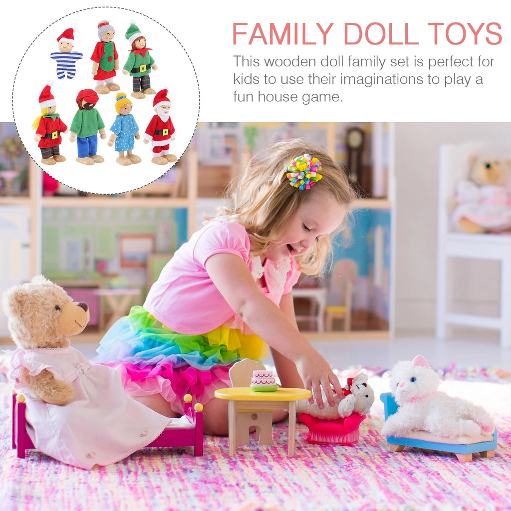 7pcs Wooden Doll Playset Q20347