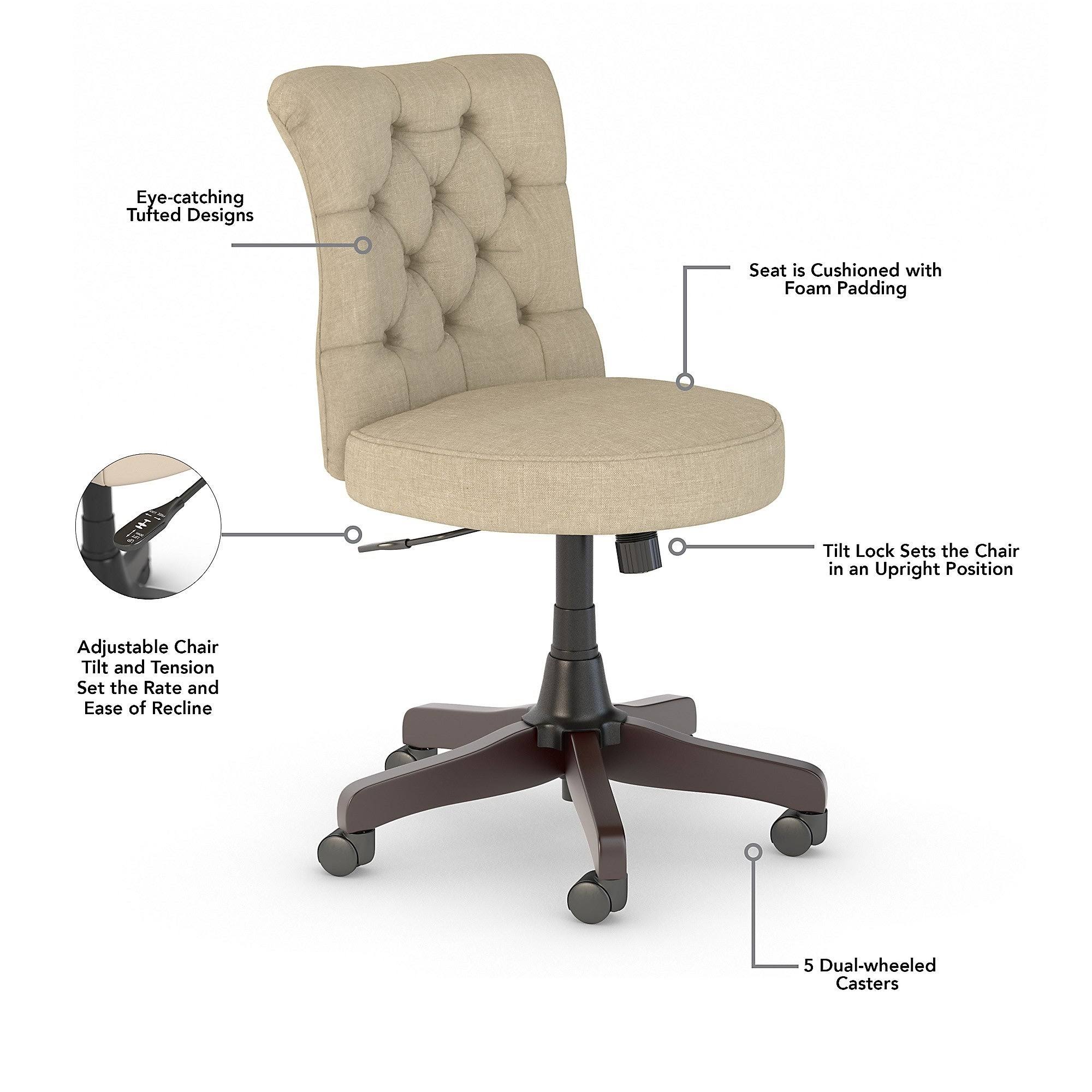 Cream Fabric Tufted Office Chair M96531