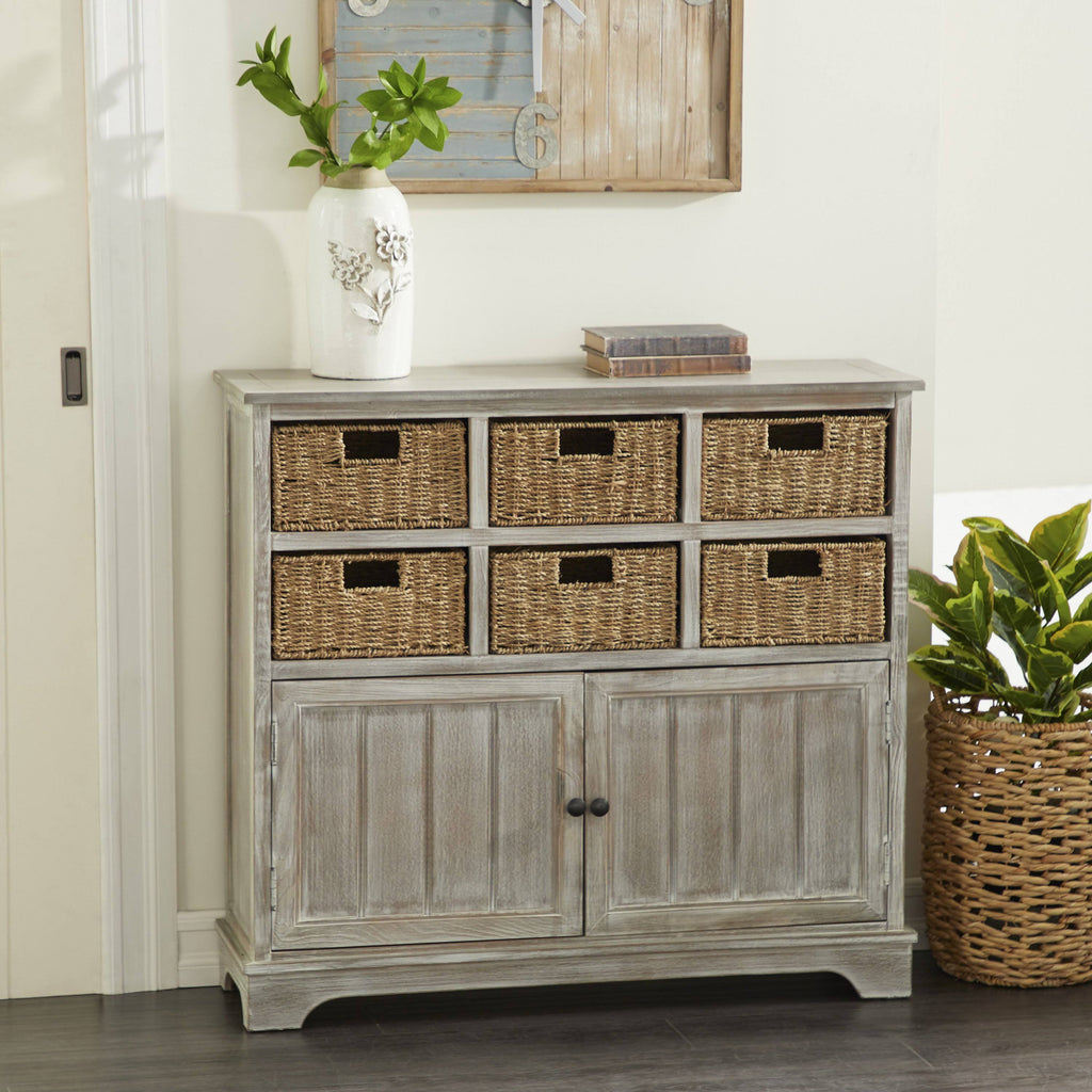 6 Basket Wood Cabinet K9039