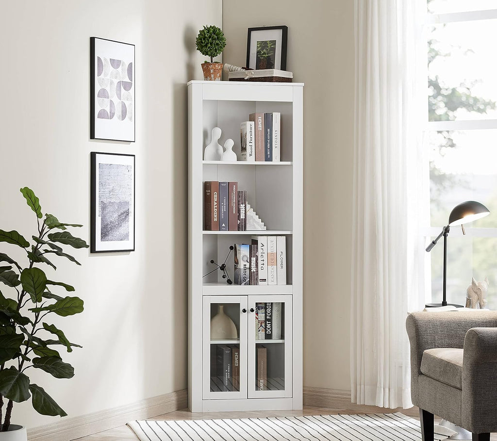 Stone Grey Bar Cabinet Bookshelf with Glass Doors C564