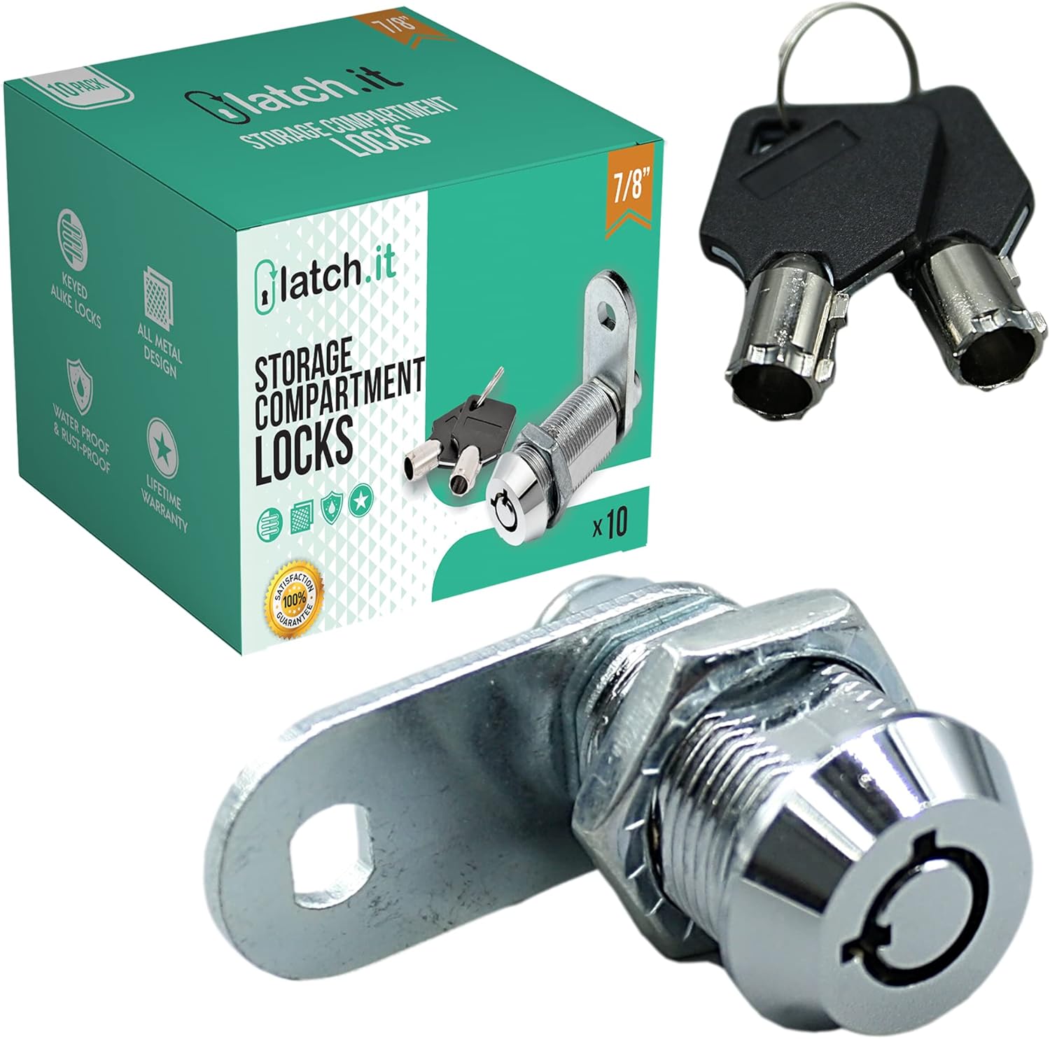 7/8” RV Storage Locks 5-Pack 100% Metal Utility Cam Lock with 10 Keys E7210