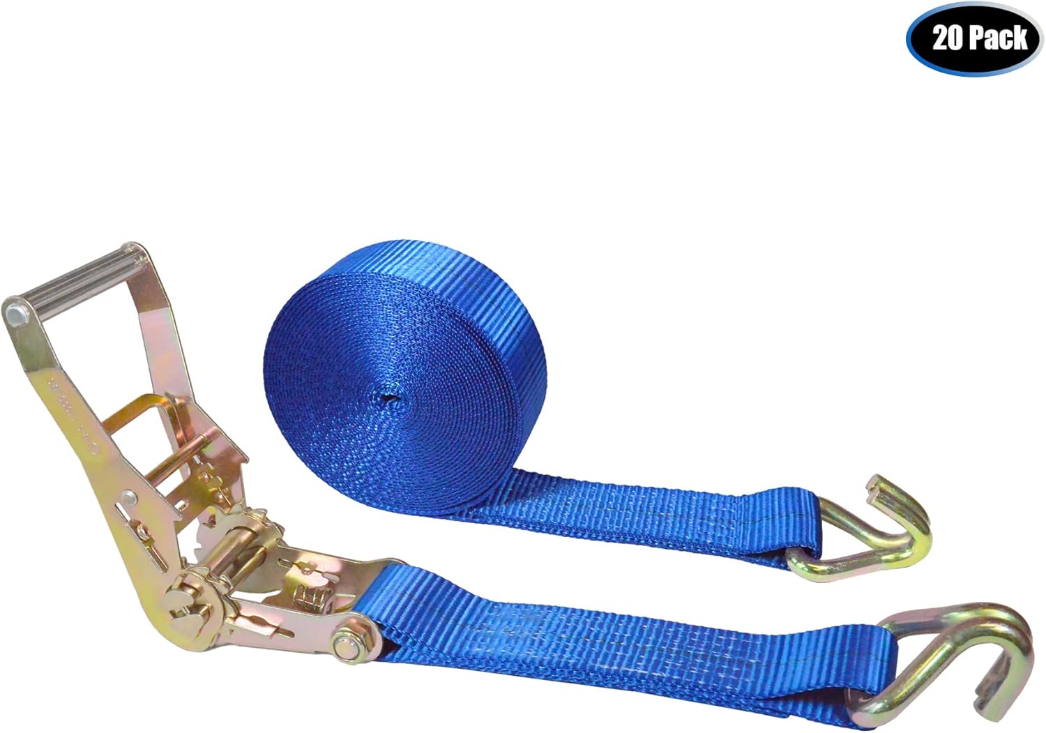 2.5 oz x 30 ft Tie Down Double Wire J Hook Ratchet Straps (Blue, 4 Pack) A438