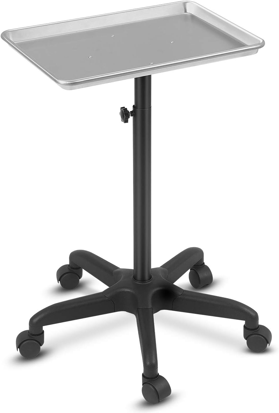 Salon Tray Beauty Rolling Cart Adjustable Height Aluminum Instrument Tray Utility Trolley Tool Holder (Silver) Pack of 2 P652411