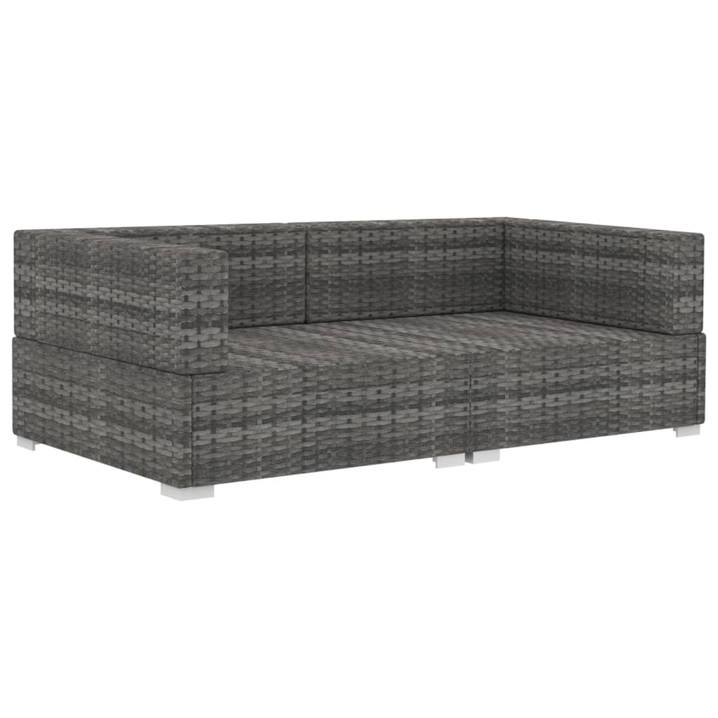 2 Piece Gray Poly Rattan Patio Sofa Set with Cushions M4346