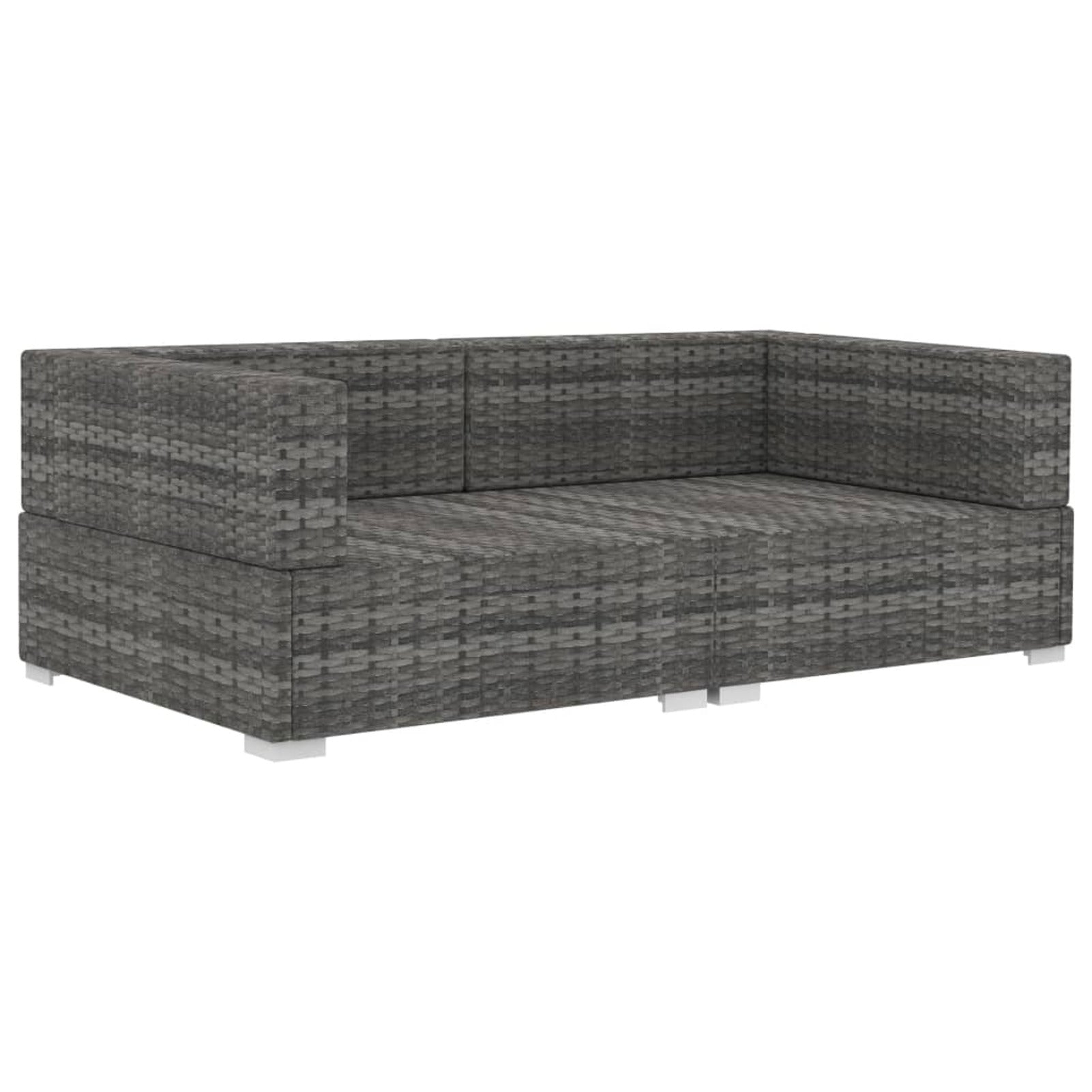 2 Piece Gray Poly Rattan Patio Sofa Set with Cushions M4346