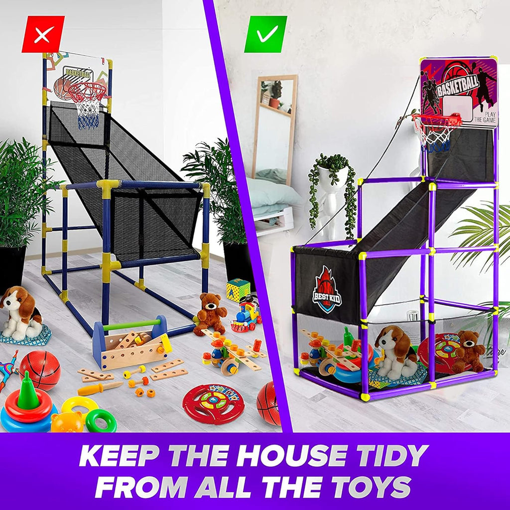 Purple Pack of 2 Indoor Arcade Basketball Hoop with 2 Basketballs and Air Pump V344329