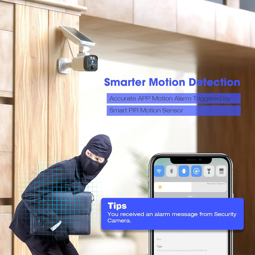 Solar Security Camera System, 4 Cameras, Solar Powered with Base Station, 2-Way Audio, Night Vision, IP65 Waterproof B268