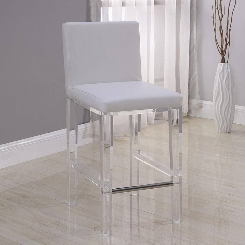 White Counter Stool with Solid Acrylic Legs E527197