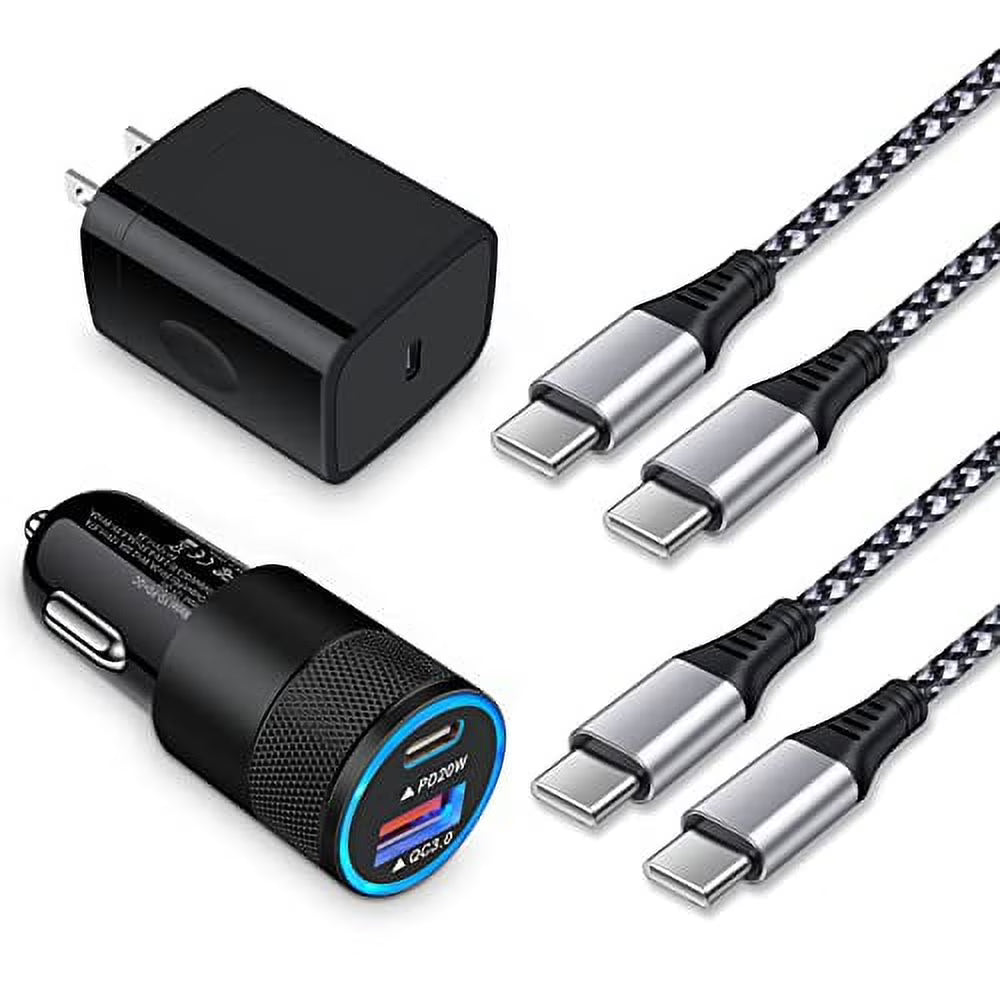 20W PD USB Phone Charger Block with 2 Pack 6FT C-to-C Cable X43779