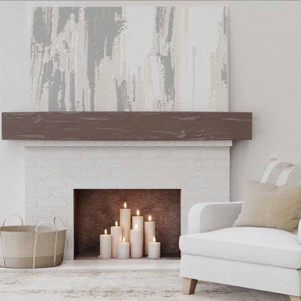 Pecky Cypress Faux Wood Fireplace Mantel, Aged Pecan B509