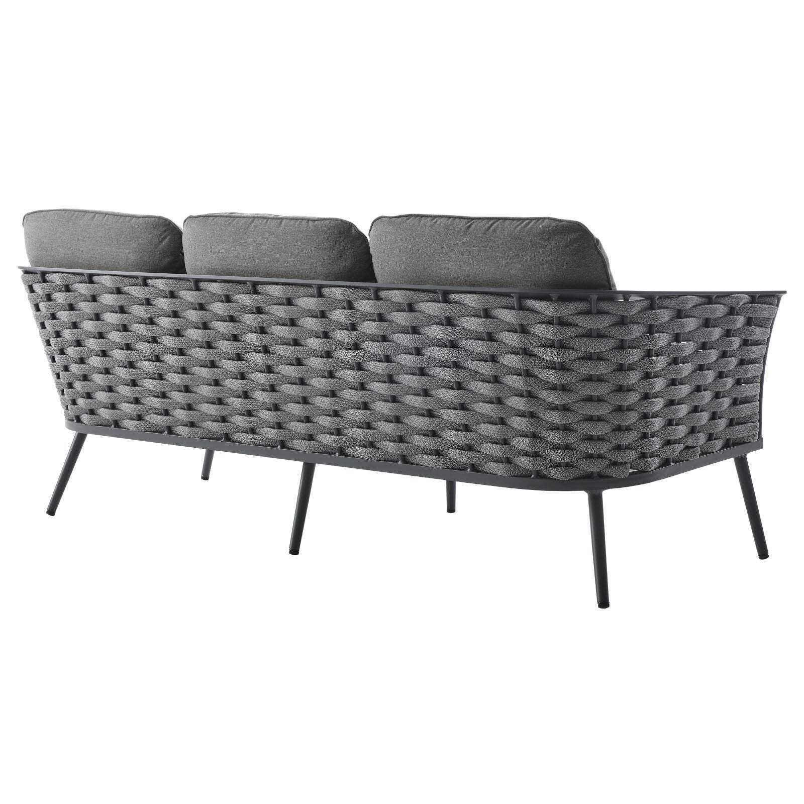 3 Piece Outdoor Aluminum Sectional Sofa Set in Gray X238