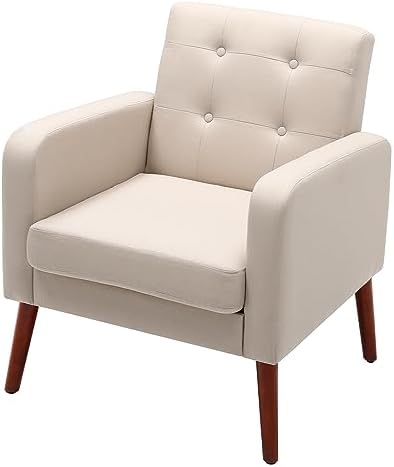 Dark Grey Linen Arm Chair with Solid Wood Legs M49954