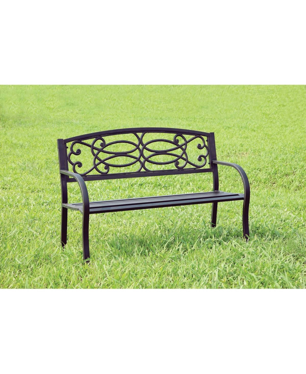 Black Slatted Outdoor Bench X834591