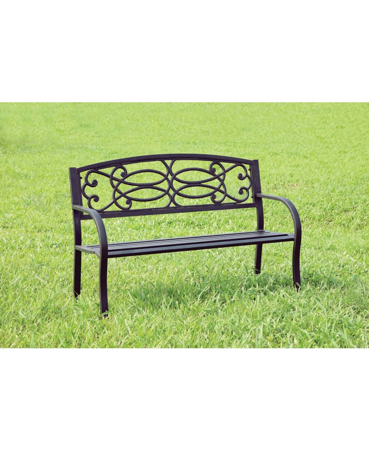 Black Slatted Outdoor Bench X834591