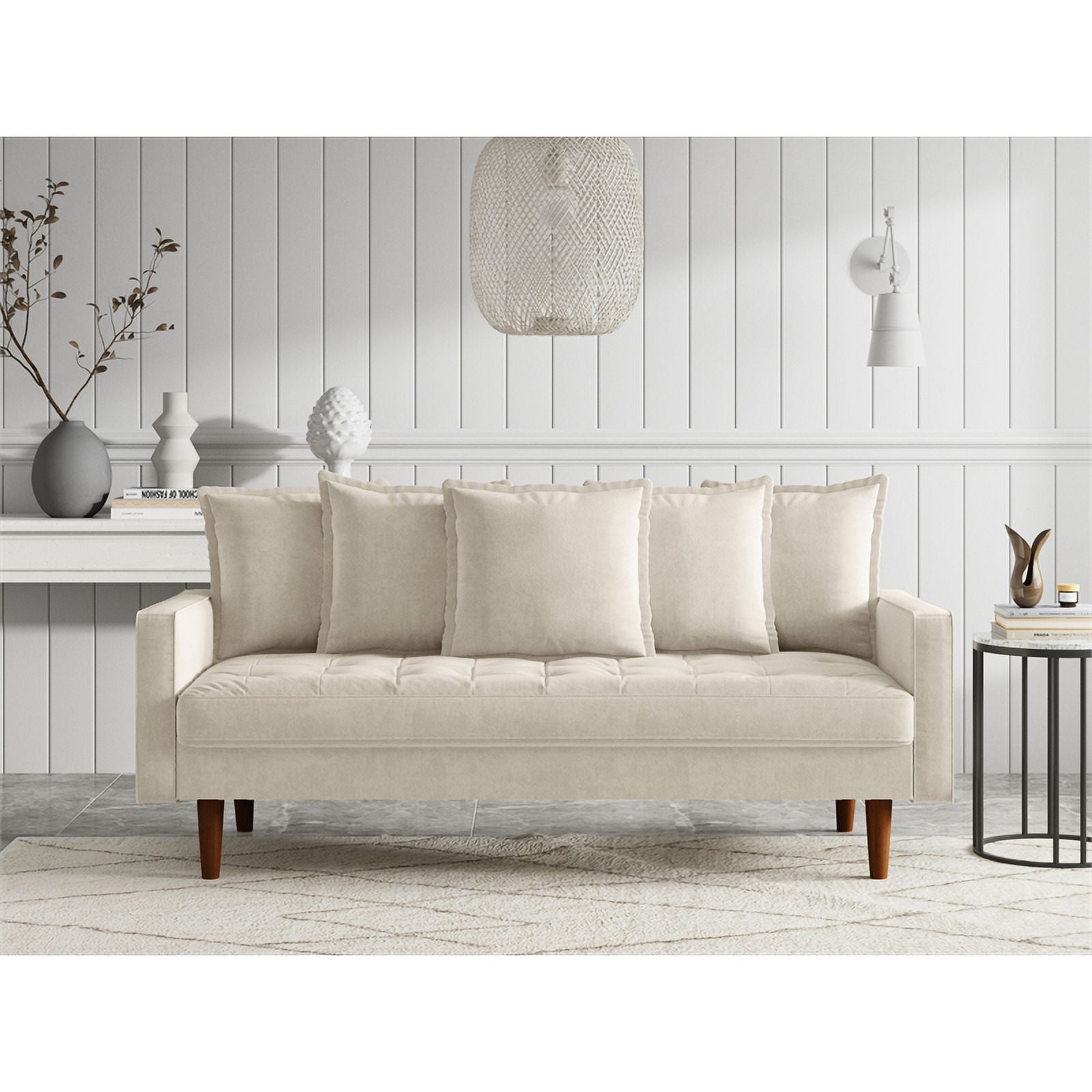 Beige Velvet Upholstered Sofa U19512