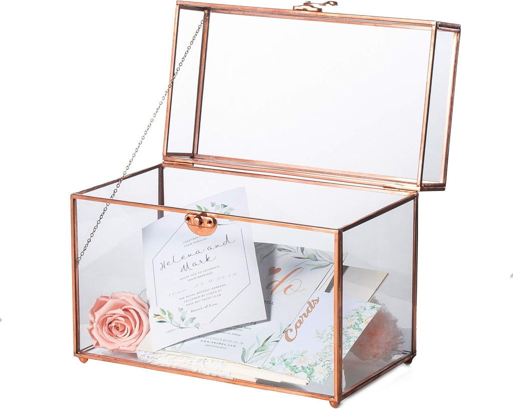 Black Geometric Glass Card Box Terrarium, Pack of 2 C247