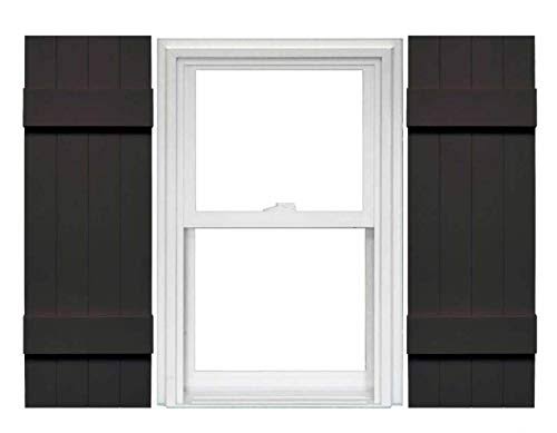 4 Board and Batten Joined Vinyl Shutters (1 Pair) 14 x 39 Musket Brown Q352266