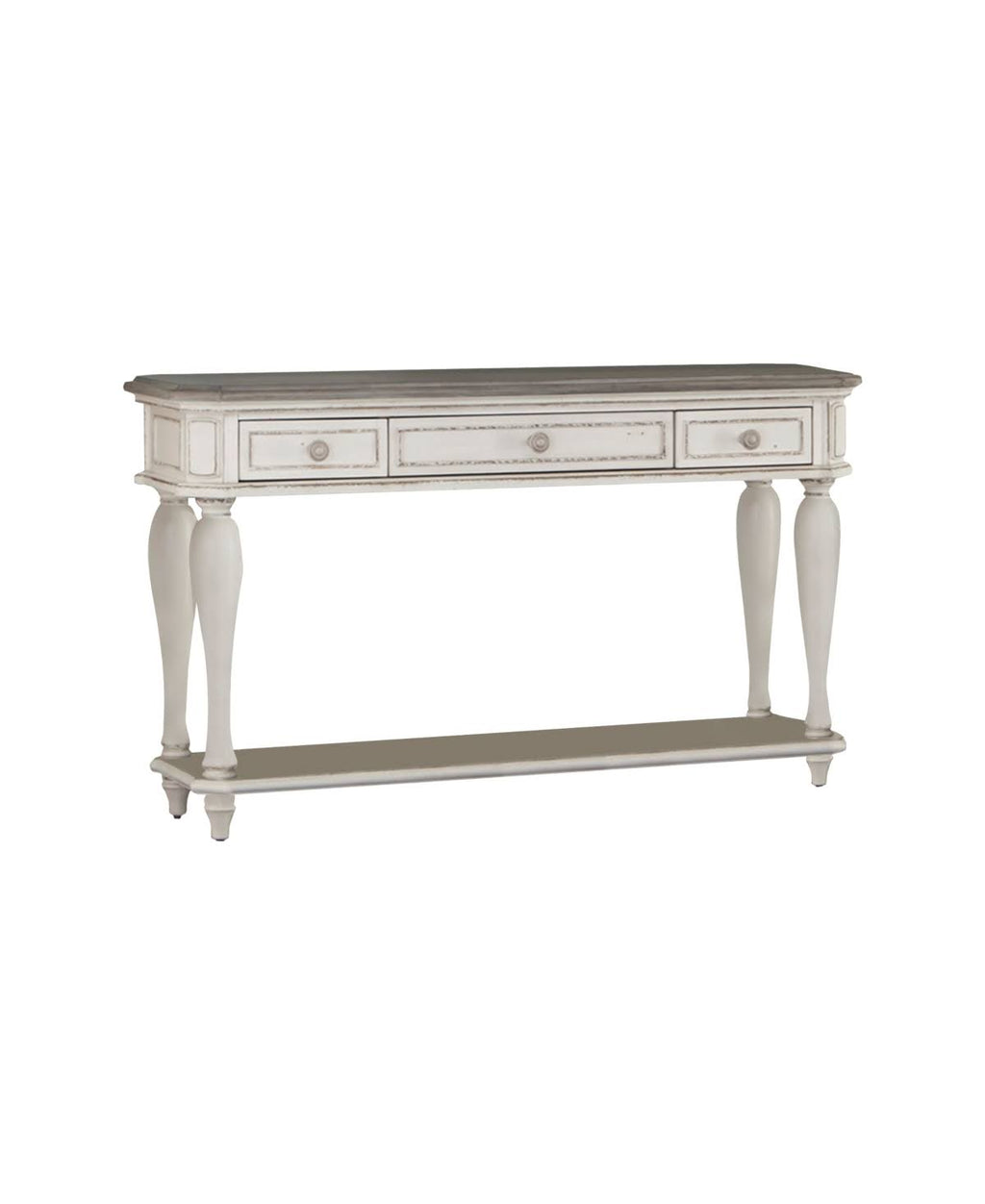 Antique White Wood 3 Drawer Console Table Z79779