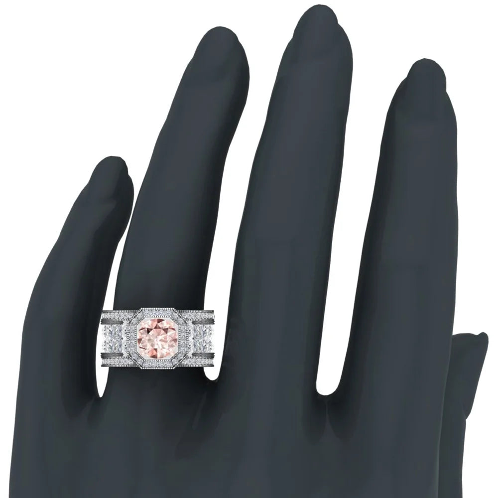 14K Gold Halo Engagement Ring 8.00 mm 6.85 carat S69207