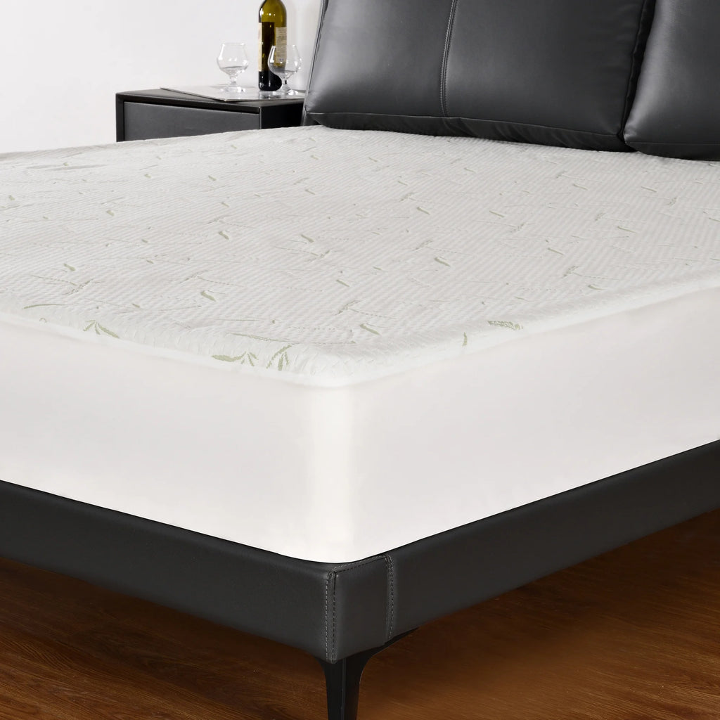 Twin Size Linen Bamboo Waterproof Mattress Protector with Cooling Fabric L5599