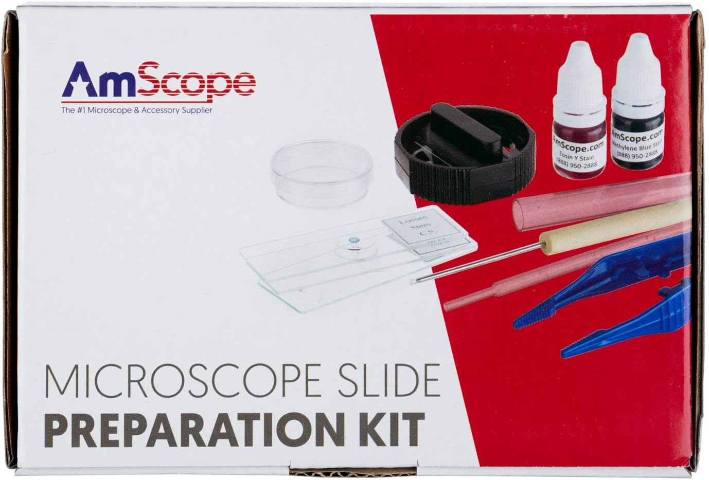 40X-1000X Student Lab Compound Monocular Microscope with Optical Glass Lenses and Slide Preparation Kit G674