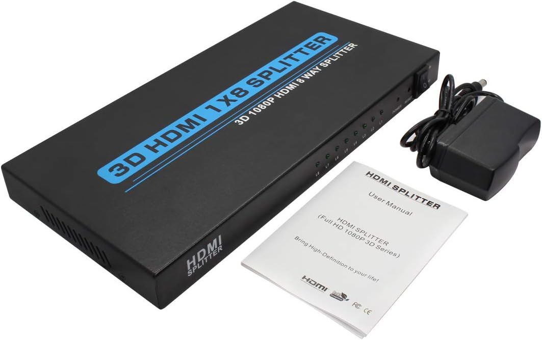 8 Ports HDMI Powered Splitter 4K x 2K 1080P 3D Support Pack of 2 S60511