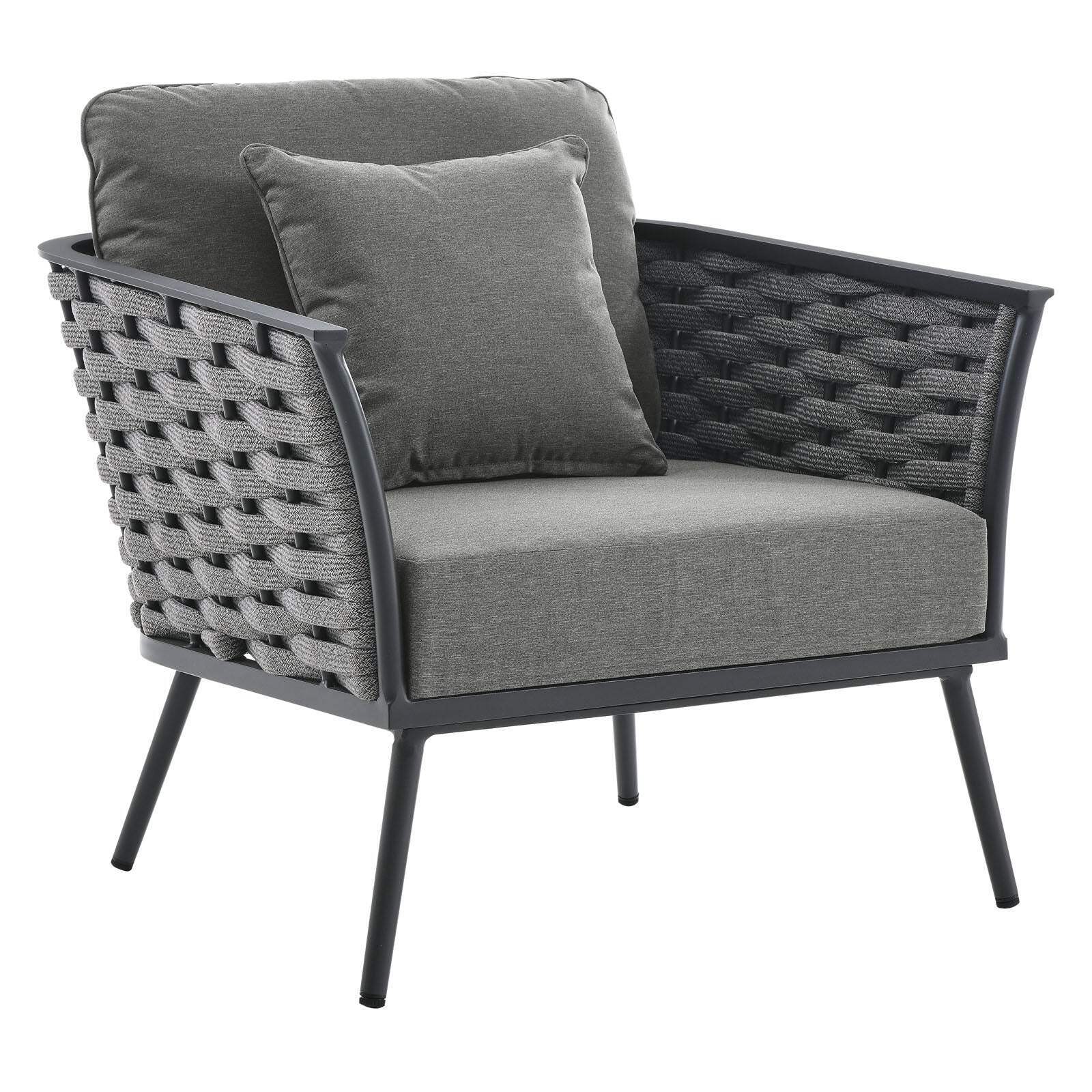 3 Piece Outdoor Aluminum Sectional Sofa Set in Gray X238