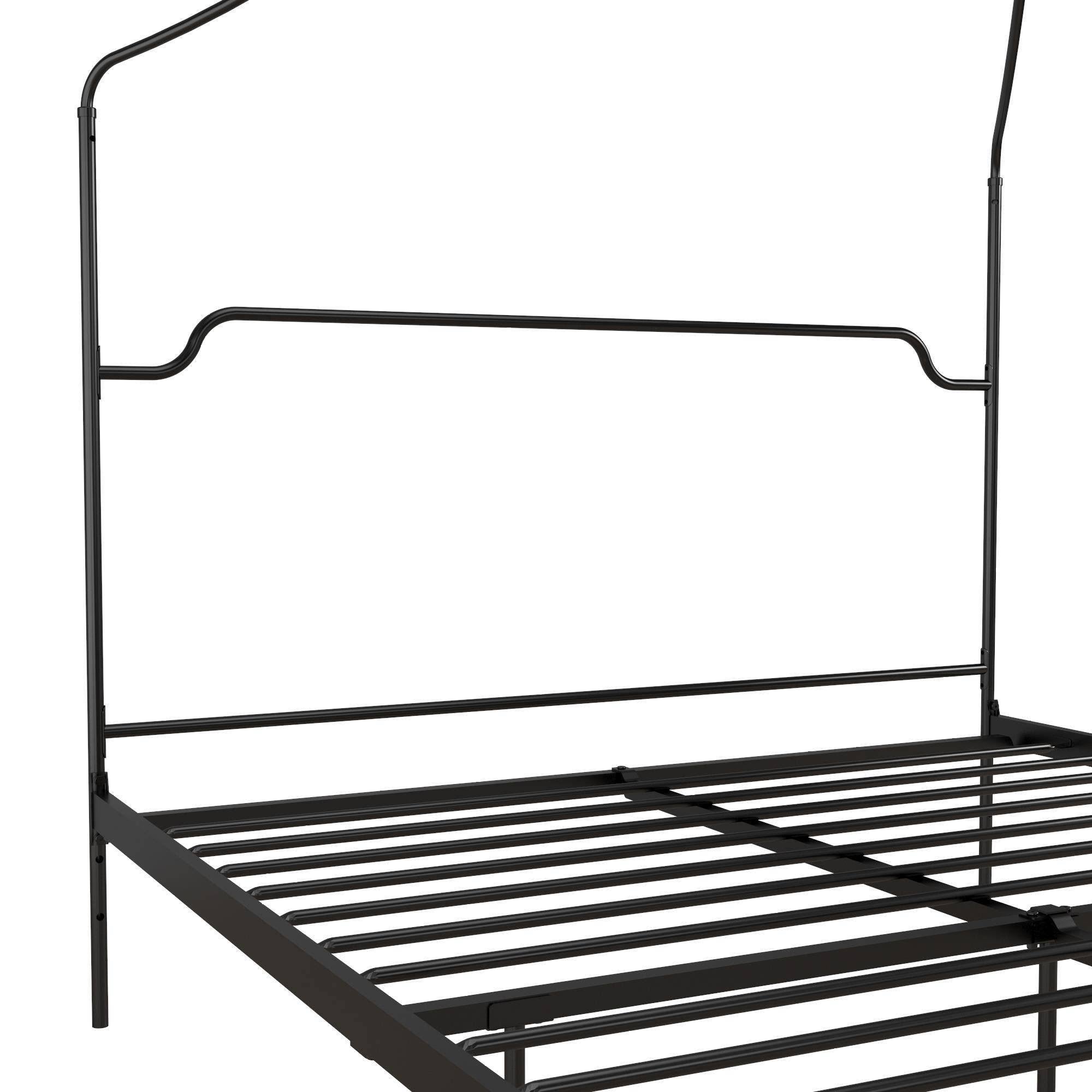 Black Metal Canopy Queen Size Bed V4926