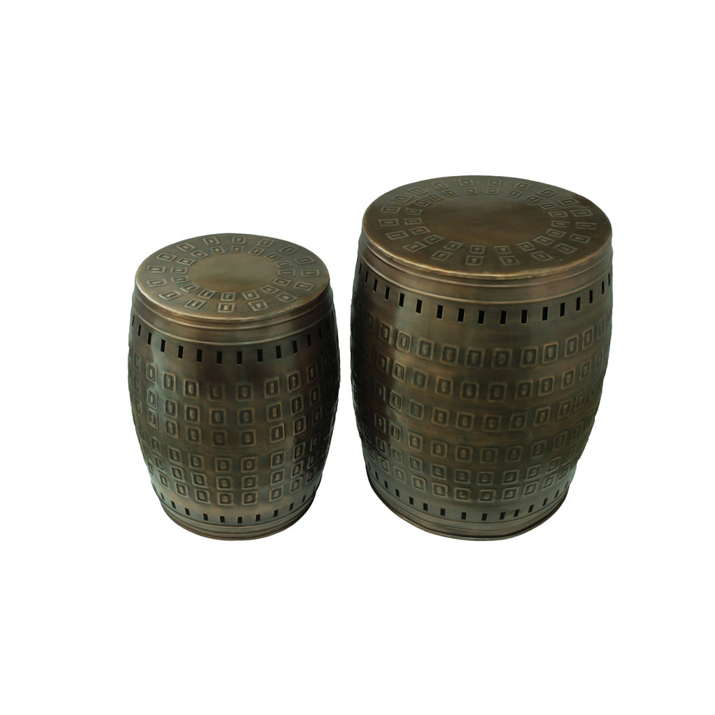 Green 2-Piece Metal Stool Set V45562