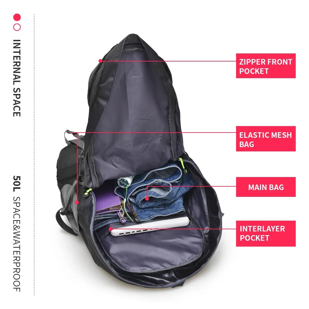50L Lightweight Water Resistant Hiking Backpack S9207