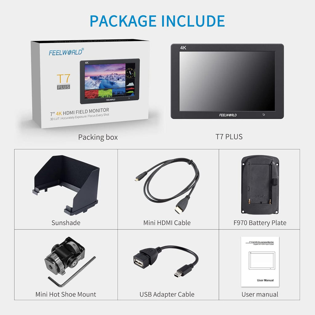 7 Inch 4K HDMI Field Monitor with Waveform Histogram Peaking Focus False Colors P7768