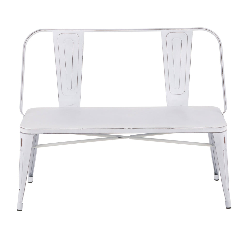 Vintage White Industrial Metal Bench I705