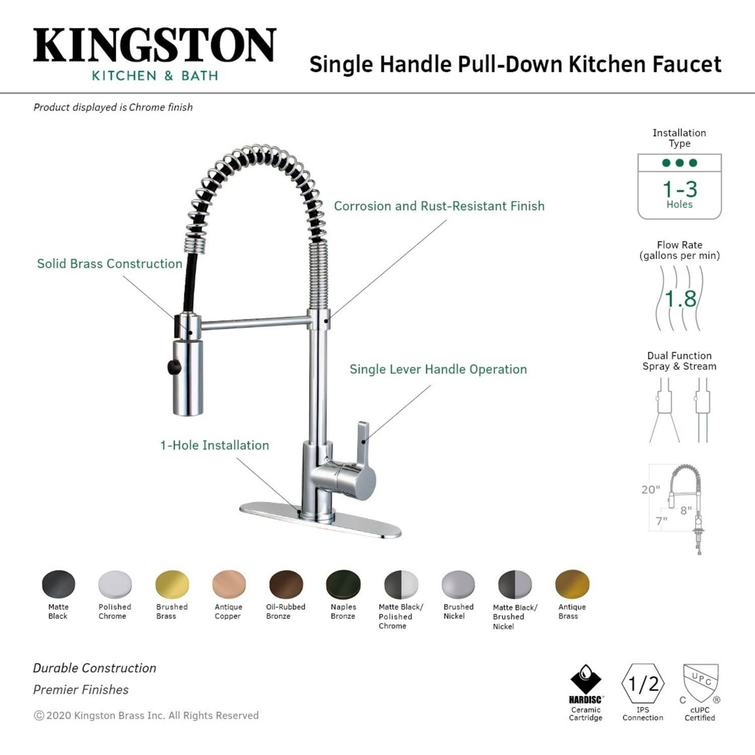 Matte Black Single-Handle Pre-Rinse Kitchen Faucet P6205