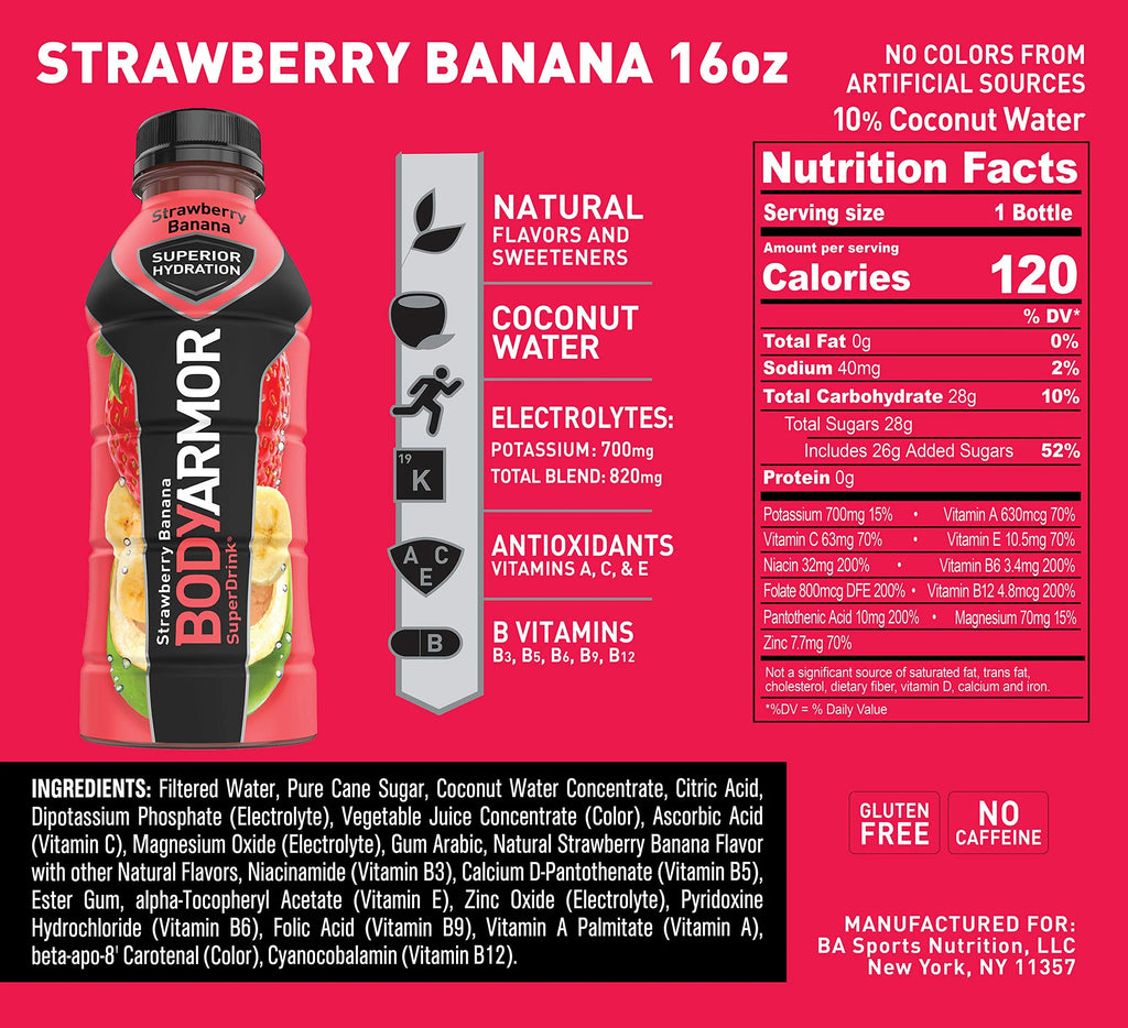 Strawberry Banana Sports Drink, 16 fl oz Z755953