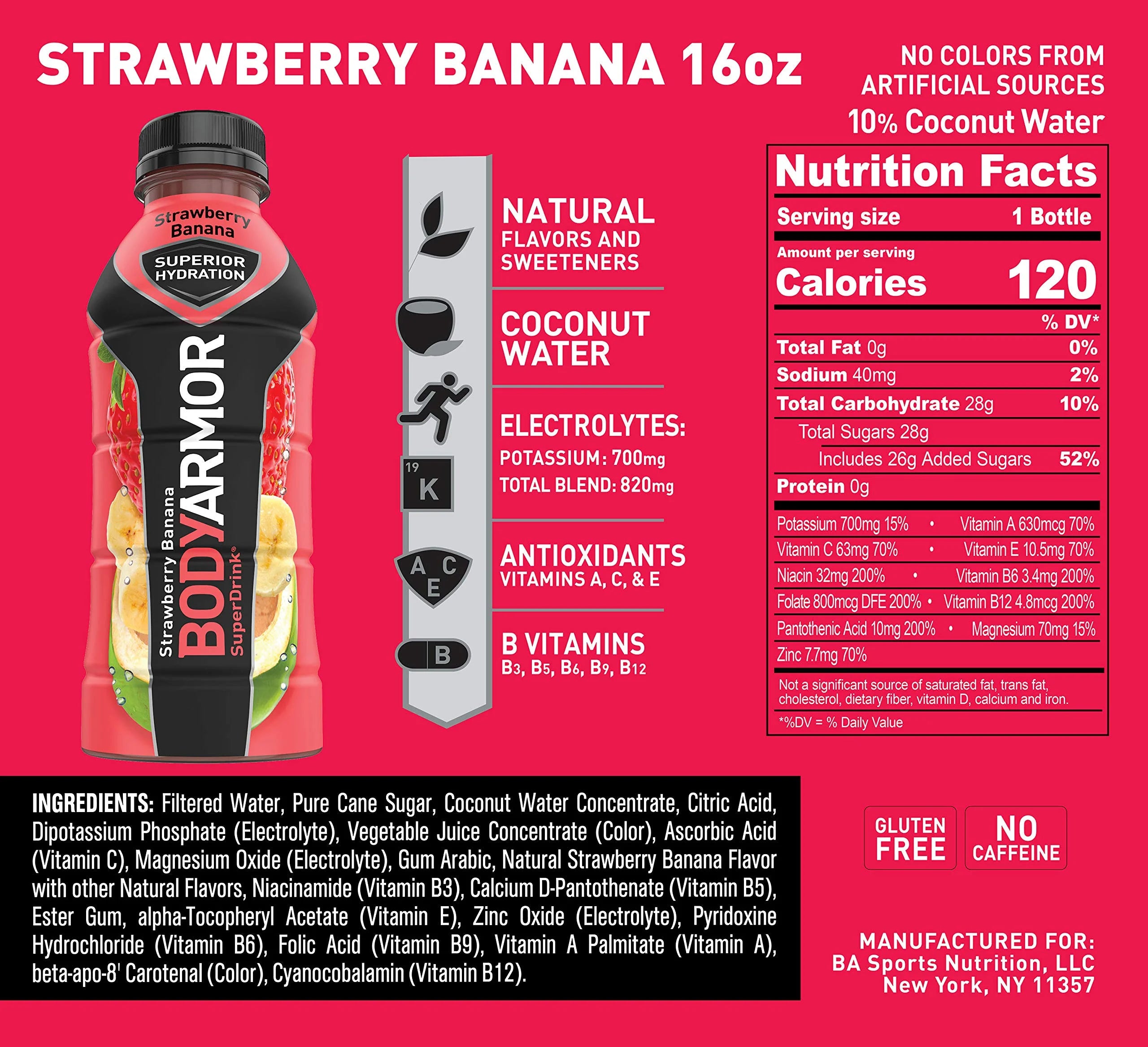 Strawberry Banana Sports Drink, 16 fl oz Z755953