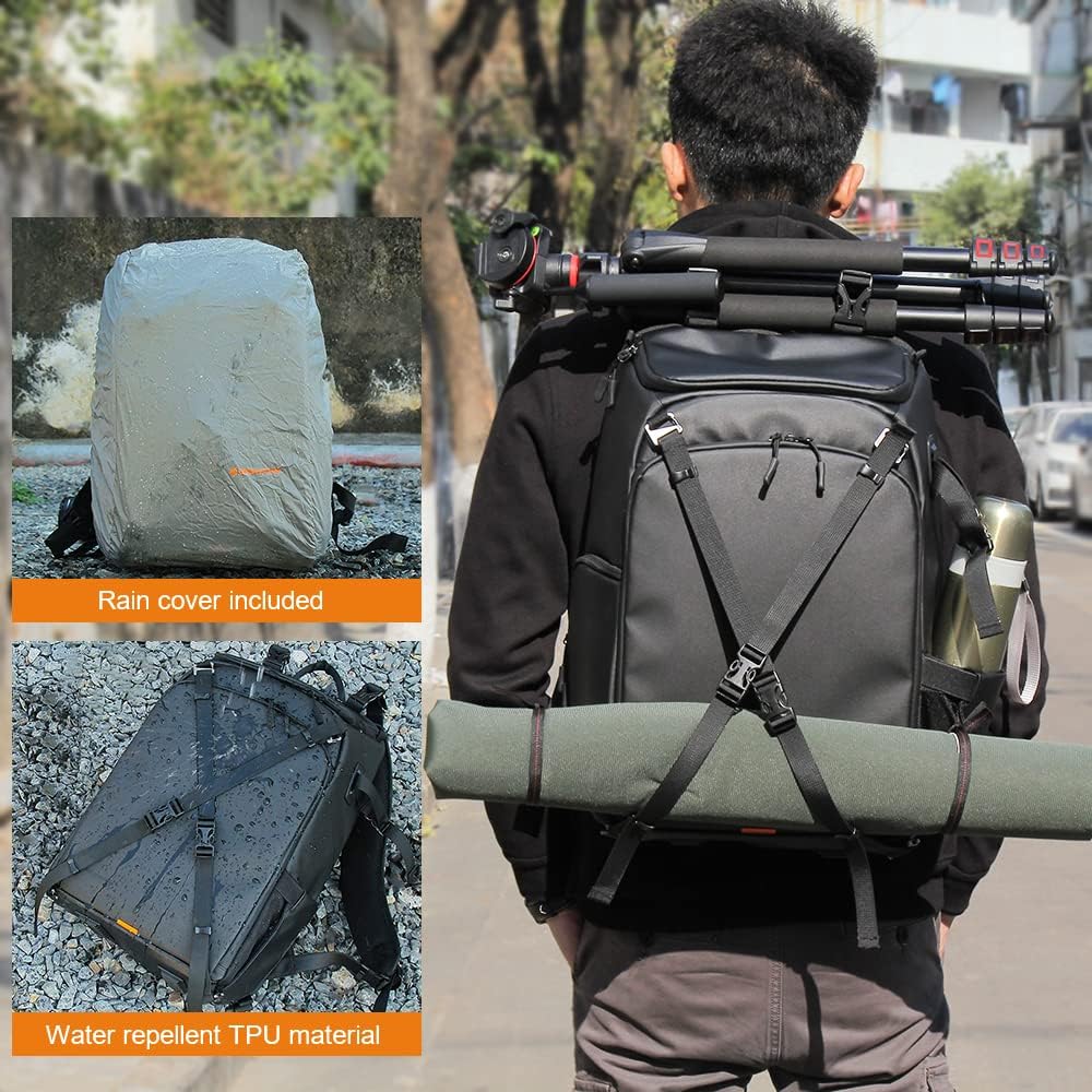 Waterproof Medium Camera Bag Backpack with Laptop Compartment and Rain Cover Y63008