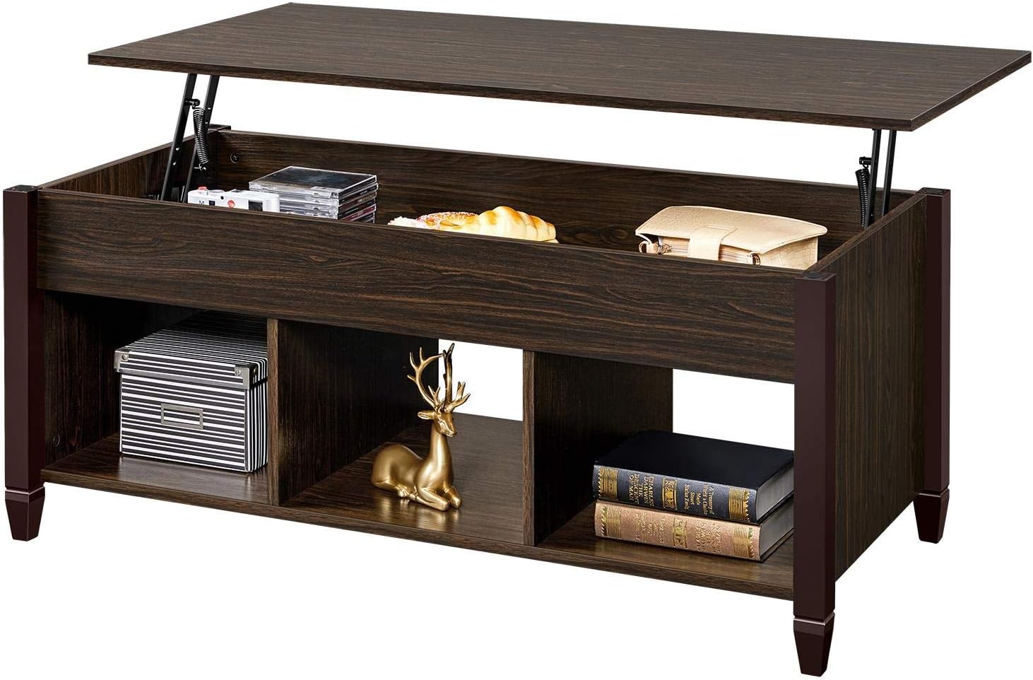 White/Oak Lift Top Coffee Table with Hidden Compartment Q551471