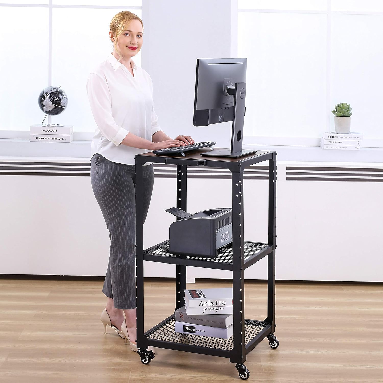 Metal Construction Rolling Storage Cart with Adjustable Shelves N811