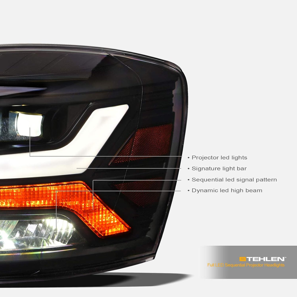 Full LED Sequential Quad Projector Headlights (Black) N61457