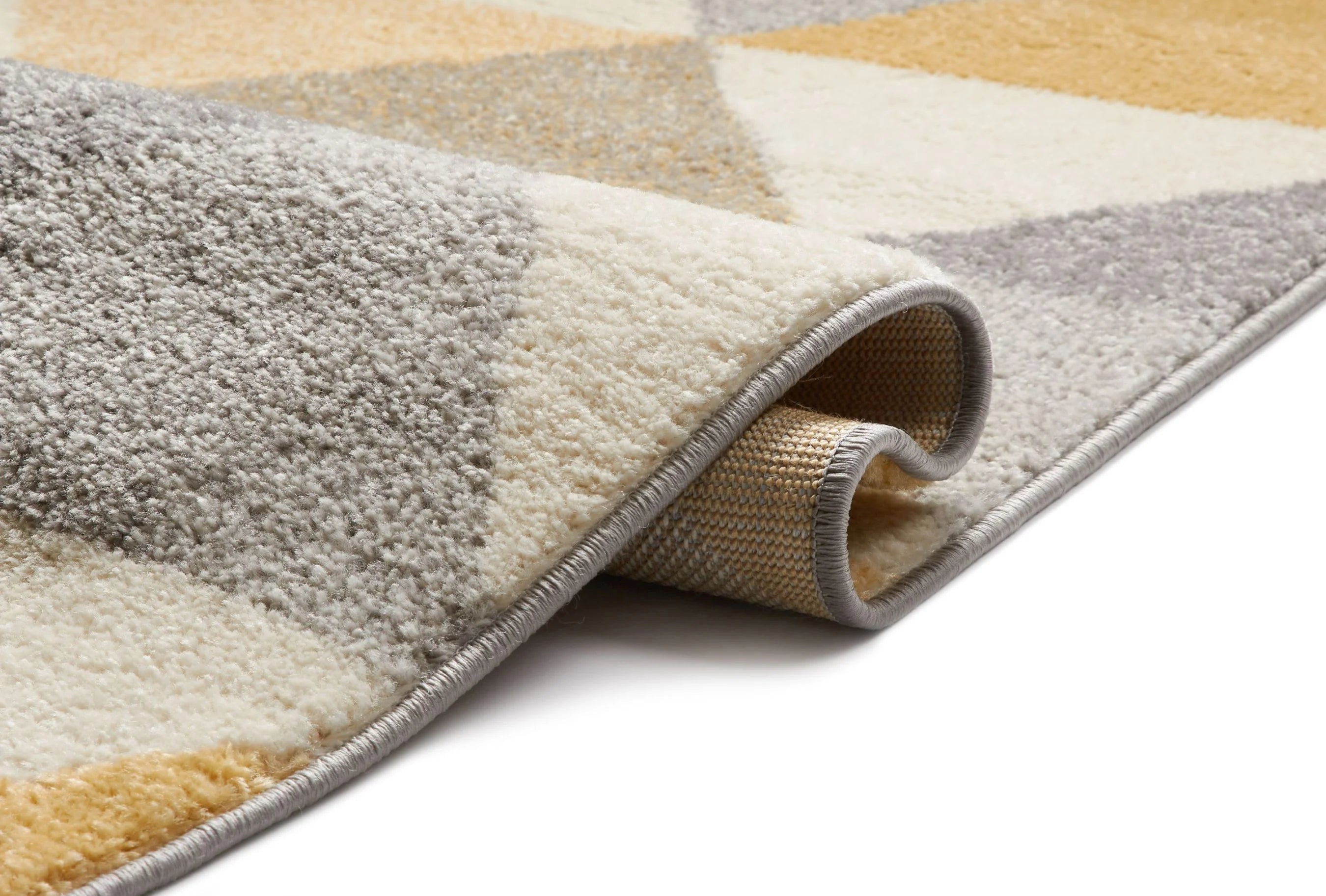 Gold & Grey Geometric Triangle Runner Rug D614