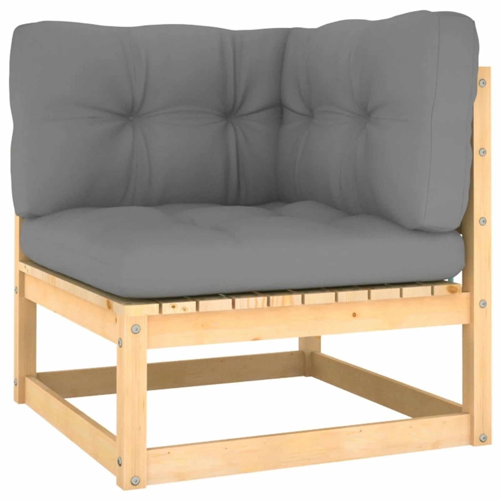 6 Piece Gray Cushioned Pinewood Outdoor Sectional Sofa Set R671