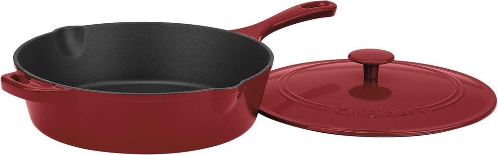 Cardinal Red Enameled Cast Iron 12-Inch Chicken Fryer with Cover I467